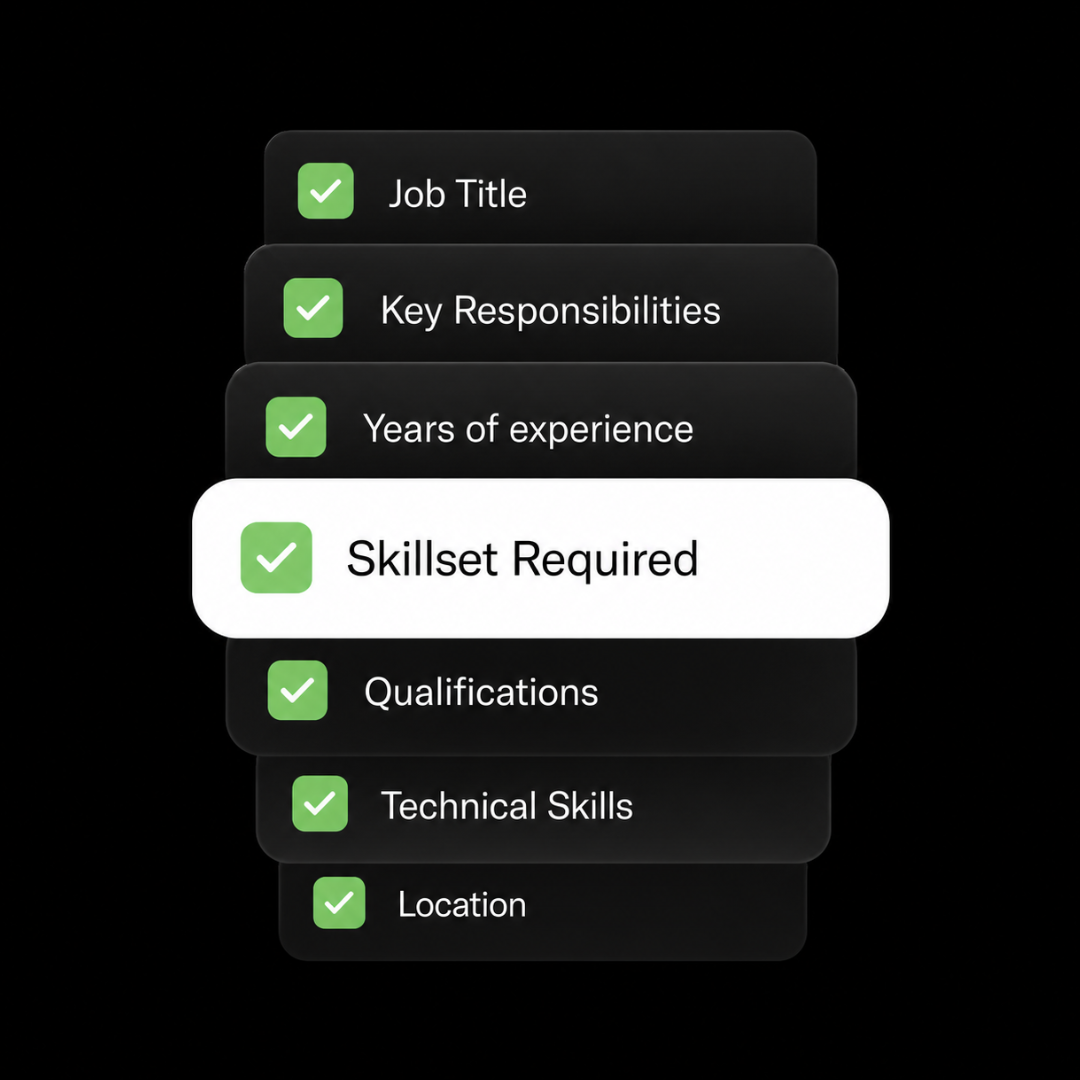 JD checklist showing a 90% resume match score